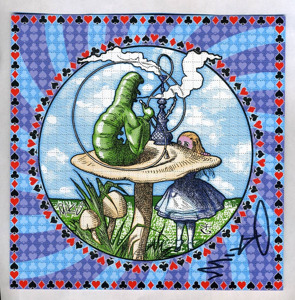 Alice, Caterpillar, and the Cheshire Cat Signed Double-Sided Blotter Art (2 Prints)