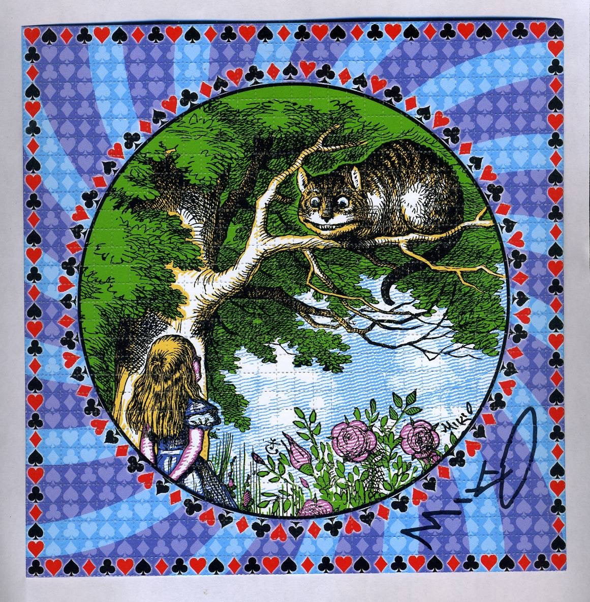 Alice, Caterpillar, and the Cheshire Cat Signed Double-Sided Blotter Art (2 Prints)