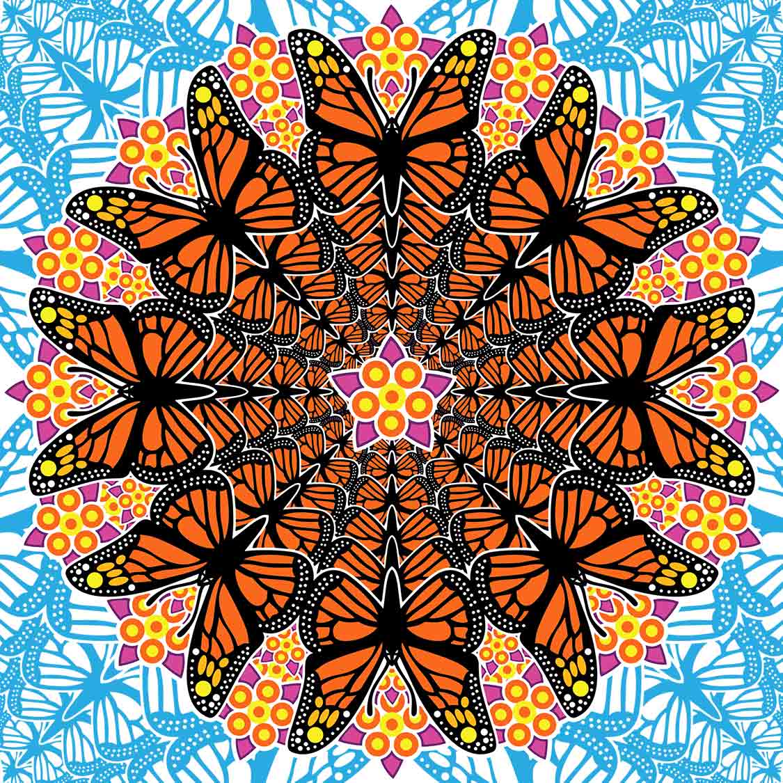 Monarch Butterfly Blotter Art by Rick Sinnett
