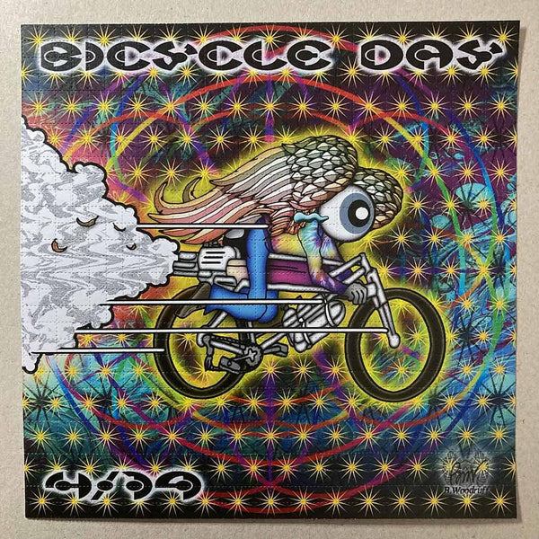 Rocket Eyeball Bicycle Day Signed Blotter Art By Brian Woodruff