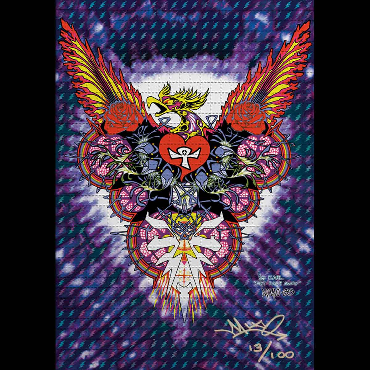 Not Fade Away Blotter Art by Mikio - Purple