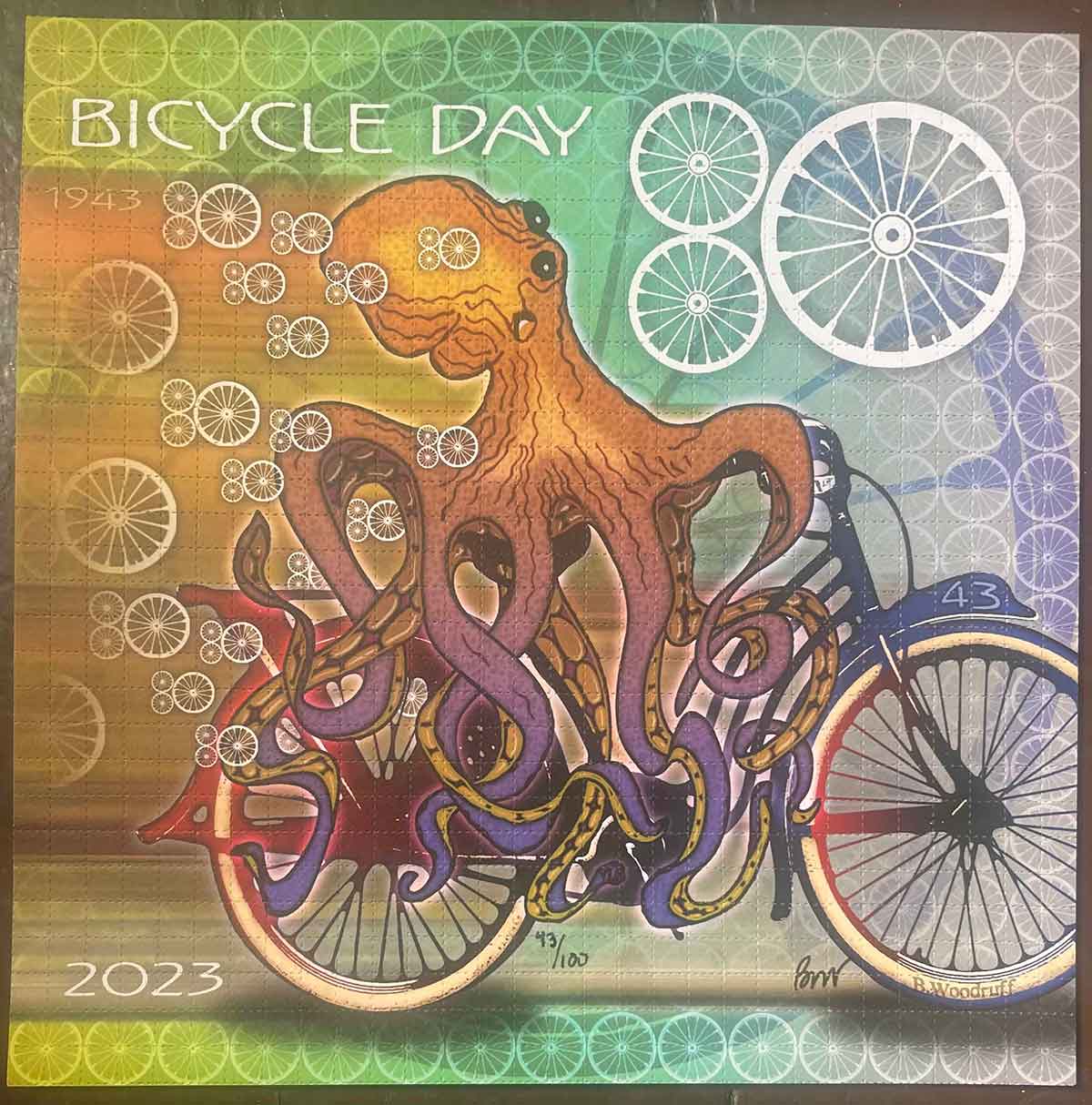 Brian Woodruff Bicycle Day 80th Blotter Art