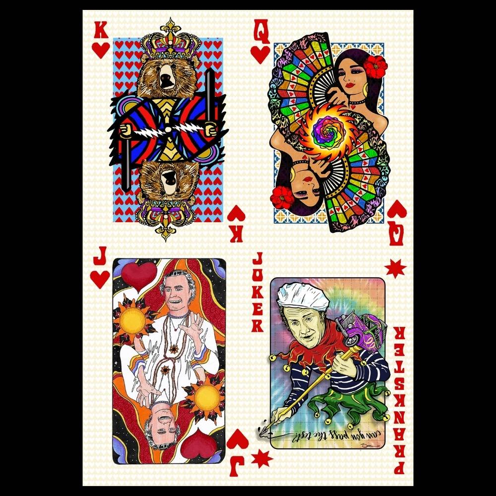 Bicycle Day Playing Card Blotter Art - Hearts