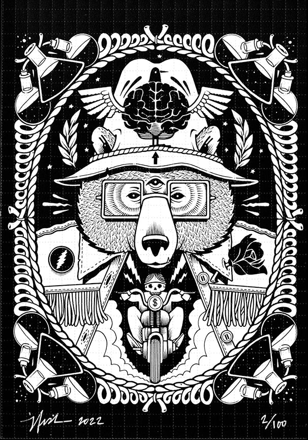 Jeremy Fish "The Bear" Blotter Art