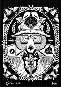 Jeremy Fish "The Bear" Blotter Art