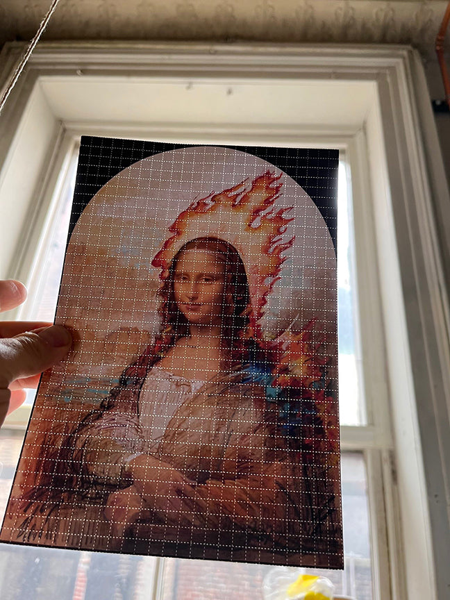 Downtown DaVinci "Mona Lisa On Fire" Blotter Art